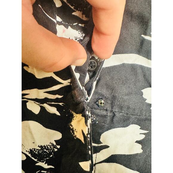 JASON WU Black White Brushstroke Floral 100% Cotton Button Placket Dress Size 2 - Picture 8 of 13